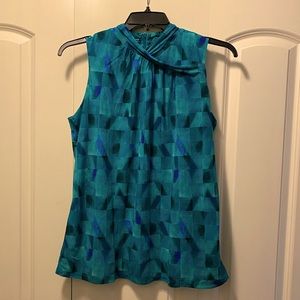 Worthington Shell blue-green geometric print, high neck, XL